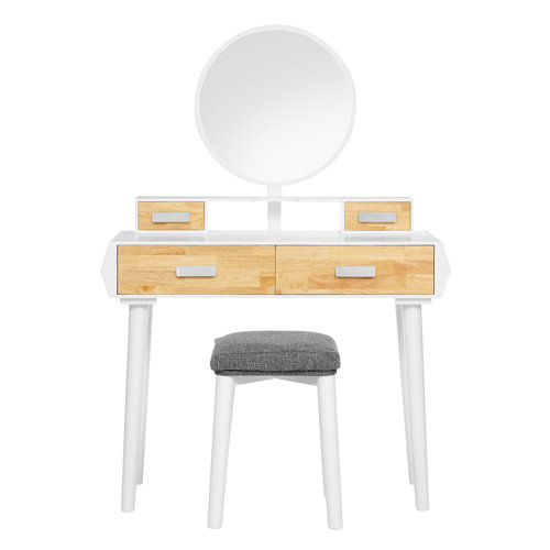 Corrigan Studio® Machen Vanity Set with Stool and Mirror & Reviews